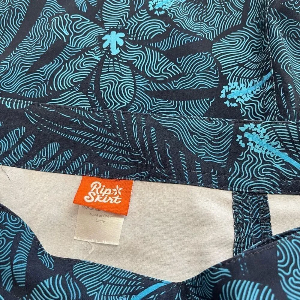 Rip Skirt Hawaii Wrap Skirt Beach Blue Floral Adjustable Surf Size Large